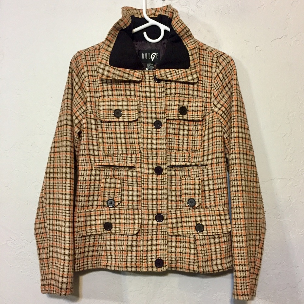 Rouge! Plaid Jacket in Tan and Black